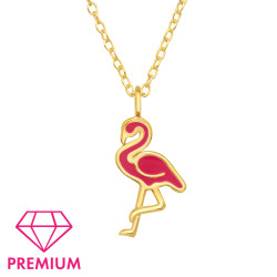 Flamingo placat cu aur - Premium* - Argint 925 Coliere Cu Lanț S45824