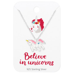 Unicorn pe card "Believe in Unicorns" - Argint 925 Seturi Pentru Copii S45470