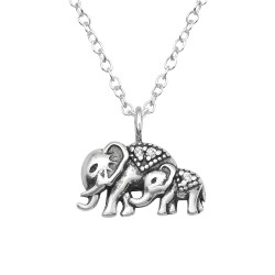 Elefanti cu zirconiu - Argint 925 Coliere Bijuterii S45311